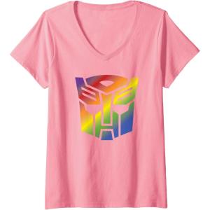imageWomens Transformers Autobots Pride Logo VNeck TShirtPink