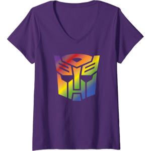 imageWomens Transformers Autobots Pride Logo VNeck TShirtPurple