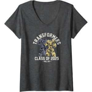 imageWomens Transformers Graduation Class Of 2025 Roll Out VNeck TShirtDark Heather Grey