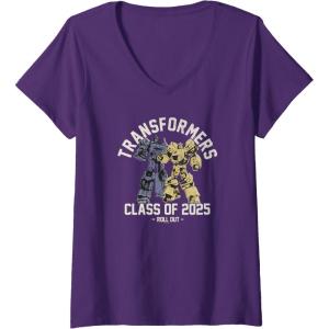 imageWomens Transformers Graduation Class Of 2025 Roll Out VNeck TShirtPurple
