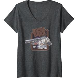 imageWomens Transformers Megatron Decepticon Leader Retro Logo VNeck TShirtDark Heather Grey