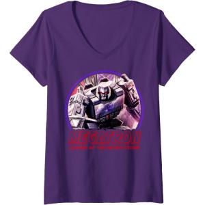 imageWomens Transformers War For Cybertron Megatron Decepticon Leader VNeck TShirtPurple