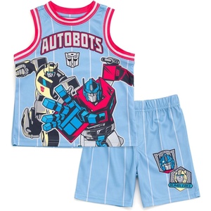 image:imageTransformers Athletic Mesh Jersey Tank Top and Basketball Shorts Outfit Set Toddler to Big Kid Sizes 2T  1012Light Blue