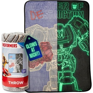 image:imageTransformers Megatron Bedding Super Soft Throw  Glow in The Dark Blanket  46 in x 60 in Official Licensed Product by Franco CollectiblesTransformers  Glow in the Dark