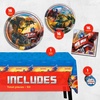 image:imageTransformers Birthday Party Supplies  Serves 16 Guests  Transformers Party Supplies  Transformer Dinner amp Cake Plates Napkins Tablecover Button  Officially Licensed