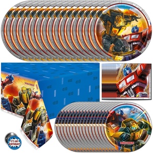 image:imageTransformers Birthday Party Supplies  Serves 16 Guests  Transformers Party Supplies  Transformer Dinner amp Cake Plates Napkins Tablecover Button  Officially Licensed